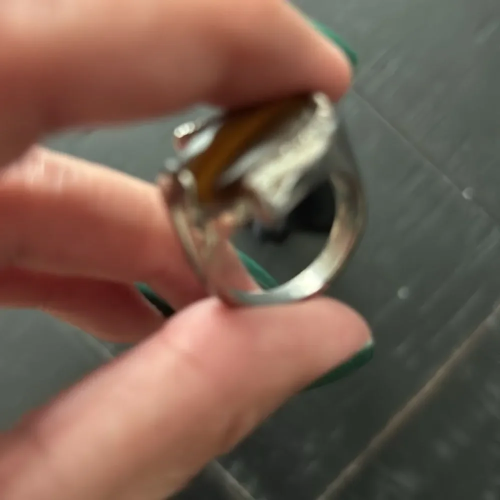 Tigers Eye Fashion Cocktail Ring Silver Tone Unique Size 8​​